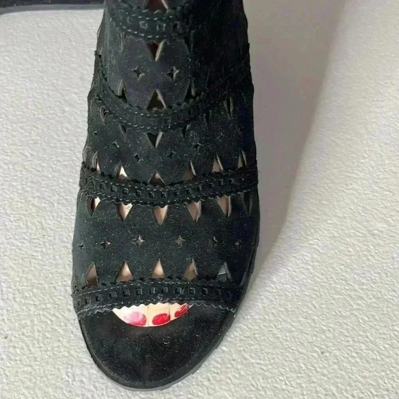 VIA SPIGA Latanya Open Toe Wedge Black Booties Size 7 - Picture 2 of 6